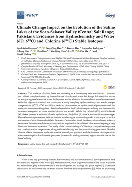 (Central Salt Range; Pakistan): Evidences from Hydrochemistry and Water (Δd, Δ18o) and Chlorine (Δ37cl) Stable Isotopes