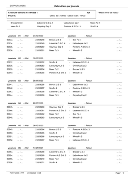 Calendriers Par Journée