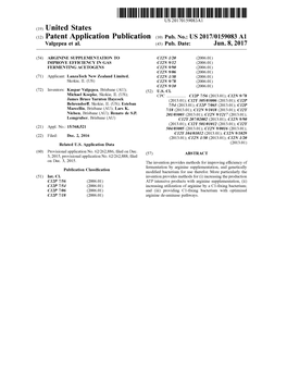 (12) Patent Application Publication (10) Pub. No.: US 2017/0159083 A1 Valgepea Et Al