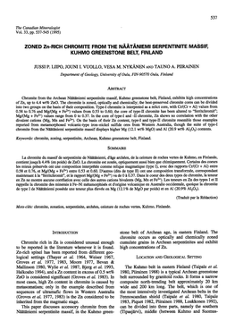 Zoned Zn.Rich Chromite from the Naatanemi Serpentinite