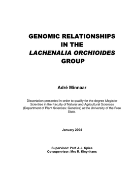Genomic Relationships in the Lachenalia Orchioides Group