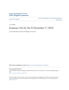 Easterner, Vol. 62, No. 9, November 17, 2010 Associated Students of Eastern Washington University