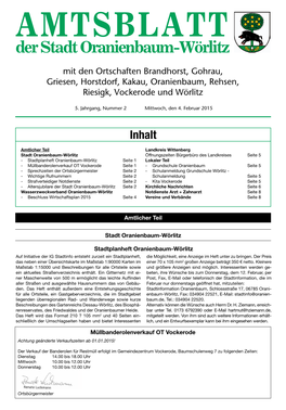 Amtsblatt Der Stadt Oranienbaum-Wörlitz