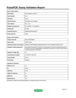 Primepcr™Assay Validation Report