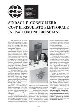 Sindaci E Consiglieri: Cosi’ Il Risultato Elettorale in 154 Comuni Bresciani