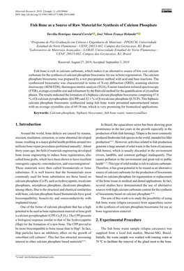 Fish Bone As a Source of Raw Material for Synthesis of Calcium Phosphate