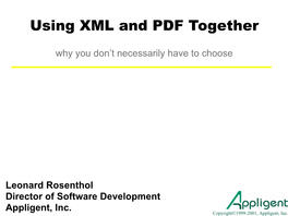 Using XML and PDF Together