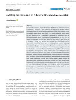 Updating the Consensus on Fishway Efficiency: a Meta‐Analysis