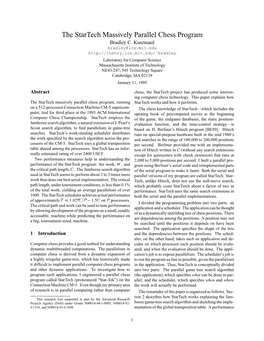 The Startech Massively Parallel Chess Program Bradley C