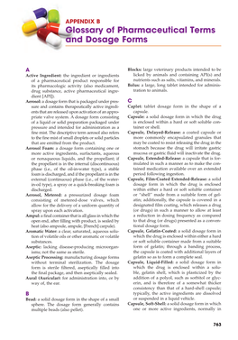 Glossary of Pharmaceutical Terms and Dosage Forms