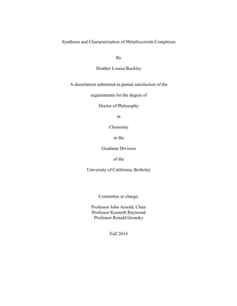 Synthesis and Characterization of Metallocorrole Complexes By