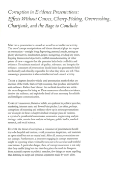 Corruption in Evidence Presentations: Effects Without Causes, Cherry-Picking, Overreaching, Chartjunk, and the Rage to Conclude