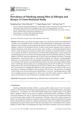 Prevalence of Smoking Among Men in Ethiopia and Kenya: a Cross-Sectional Study