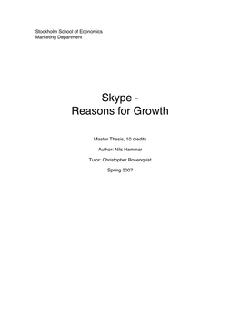 Skype - Reasons for Growth