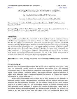 Rose Hip (Rosa Canina L): a Functional Food Perspective