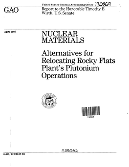 Alternatives for Relocating Rocky Flats Plant's Plutonium Operations