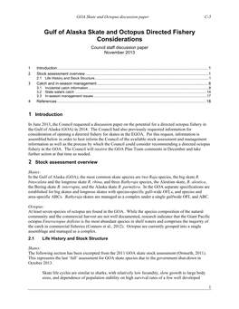 Gulf of Alaska Skate and Octopus Directed Fishery Considerations Council Staff Discussion Paper November 2013