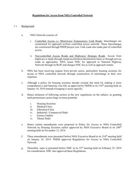 Regulations for Access from NHA Controlled Network