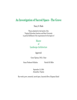 An Investigation of Sacred Space - the Grove