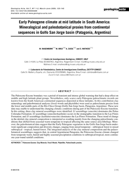 Early Paleogene Climate at Mid Latitude in South America