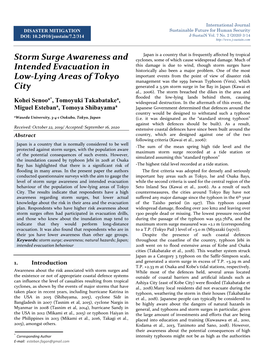 Storm Surge Awareness and Intended Evacuation in Low-Lying Areas of Tokyo City