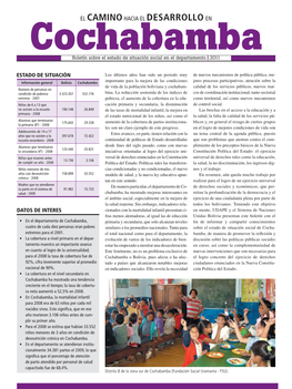 Cochabamba Resumen Nacional De Indicadores Sociales El Camino Hacia El Desarrollo En Fuente: UDAPE, (2010)