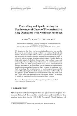 Controlling and Synchronizing the Spatiotemporal Chaos of Photorefractive Ring Oscillators with Nonlinear Feedback