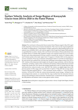 Surface Velocity Analysis of Surge Region of Karayaylak Glacier from 2014 to 2020 in the Pamir Plateau