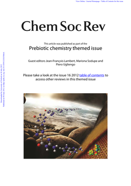 Prebiotic Chemistry Themed Issue