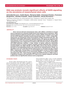 RNA-Seq Analysis Reveals Significant Effects of EGFR Signalling on the Secretome of Mesenchymal Stem Cells