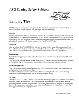 Landing Tips