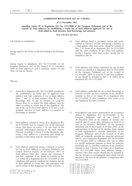 EU) No 1130/2011 Amending Annex III to Regulation (EC