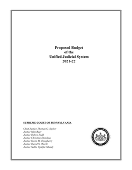 ‌Proposed Budget of the Unified Judicial System