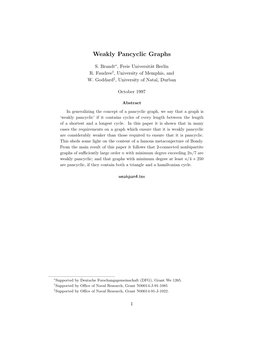 Weakly Pancyclic Graphs