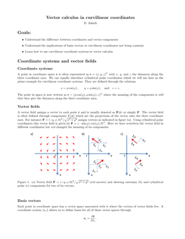 Coordinate Systems and Vector Fields