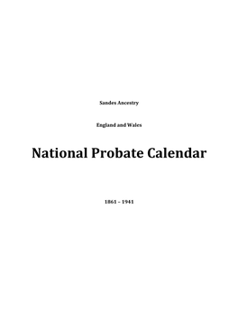 National Probate Calendar