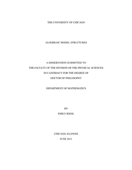 Algebraic Model Structures