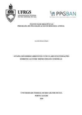 Instituto De Biociências Programa De Pós-Graduação Em Biologia Animal