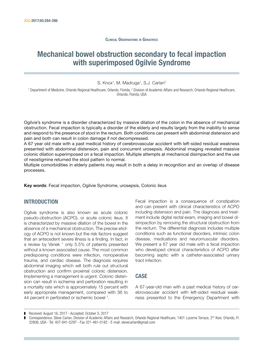 Mechanical Bowel Obstruction Secondary to Fecal Impaction with Superimposed Ogilvie Syndrome