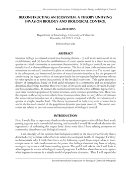 Invasion Biology and Lessons for Biological Control