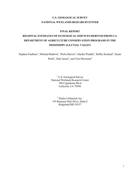 Regional Estimates of Ecological Services Derived from U.S