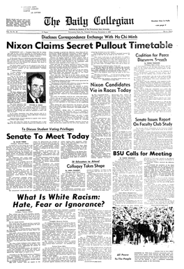 Nixon Claims Secret Puiiout Timetable