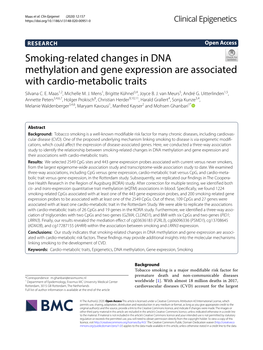 Smoking-Related Changes in DNA Methylation and Gene Expression and Their Associations with Cardio-Metabolic Traits