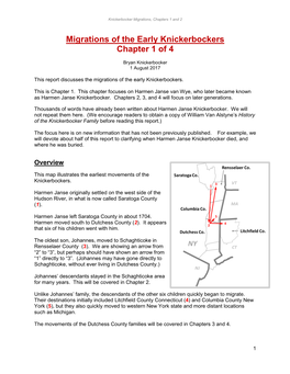 Migrations of the Early Knickerbockers Chapter 1 of 4