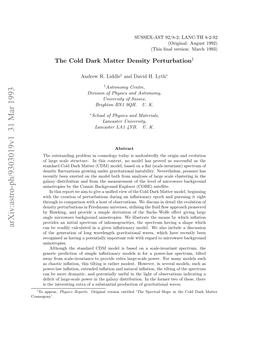 Arxiv:Astro-Ph/9303019V1 31 Mar 1993 Cosmogony’