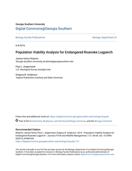 Population Viability Analysis for Endangered Roanoke Logperch