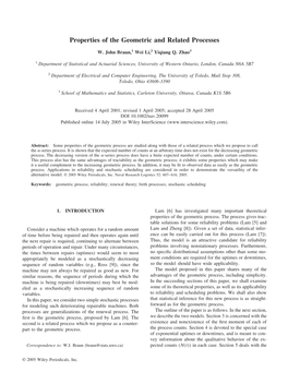 Properties of the Geometric and Related Processes