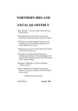 Northern Ireland Legal Quarterly
