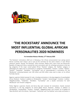 'The Rockstars' Announce the Most Influential Global