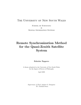 Remote Synchronization Method for the Quasi-Zenith Satellite System